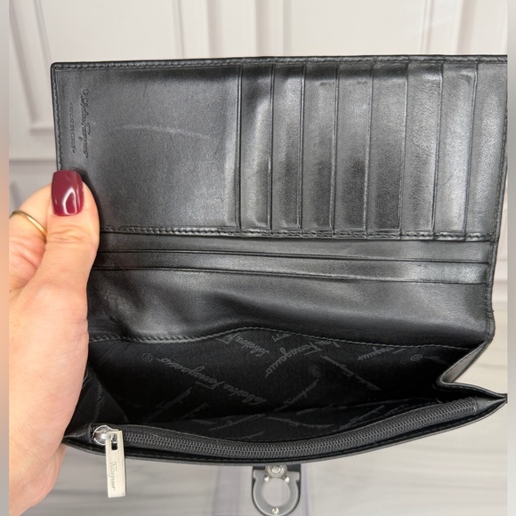 Salvatore Ferragamo Black Leather Long Wallet | Gancini | Authentic | RA COA - Picture 9 of 13